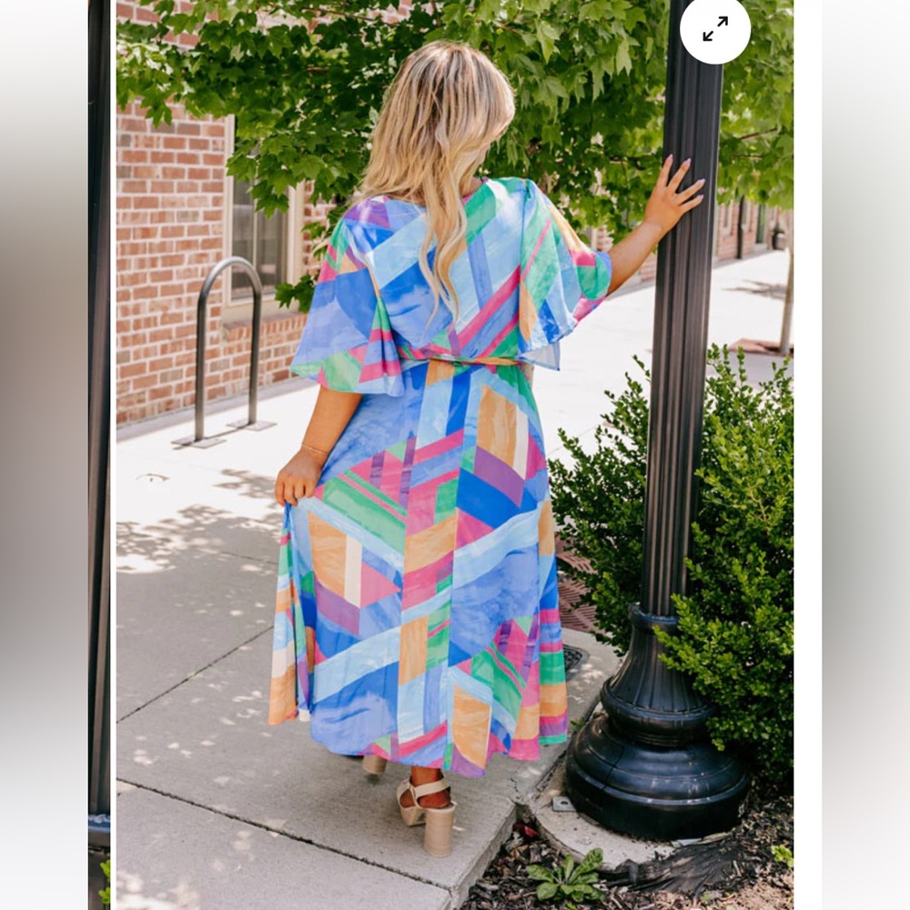 Boutique - Colorful Wrap Dress in 1X - Picture 2 of 4